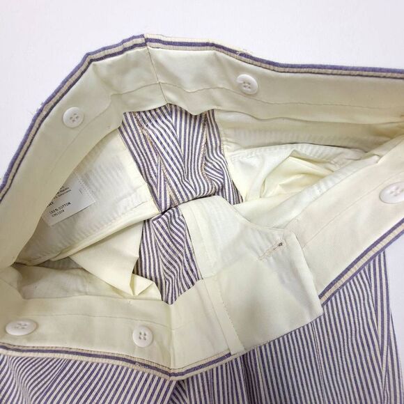 Vintage 80s Seersucker Pants Mens 34x28 USA Beach Pleated Striped Talon Zipper - Picture 3 of 8